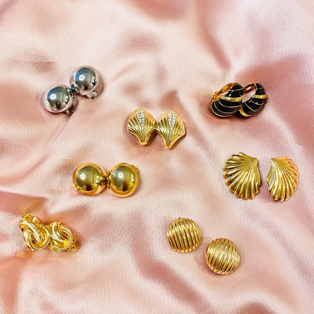 80’s GLAMORATTI Eighties ClipOn EARRINGS Trifari Monet Costume Jewelry aesthetic